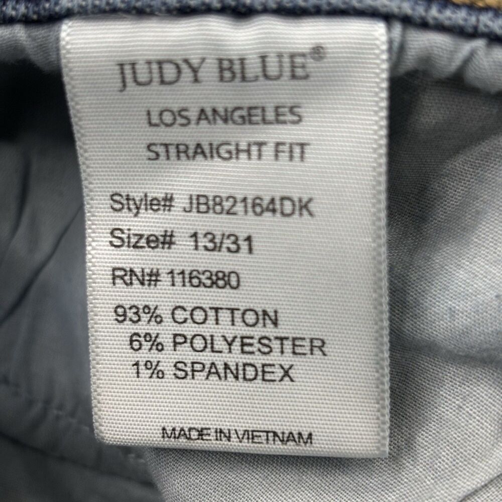 Judy Blue Straight Fit Jeans Women's 13/31 Dark Wash Blue Mid Rise Stretch - Picture 12 of 13